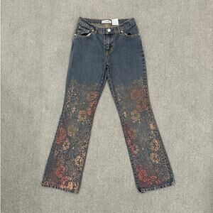 Vintage Gasoline Floral Print Jeans Size 14